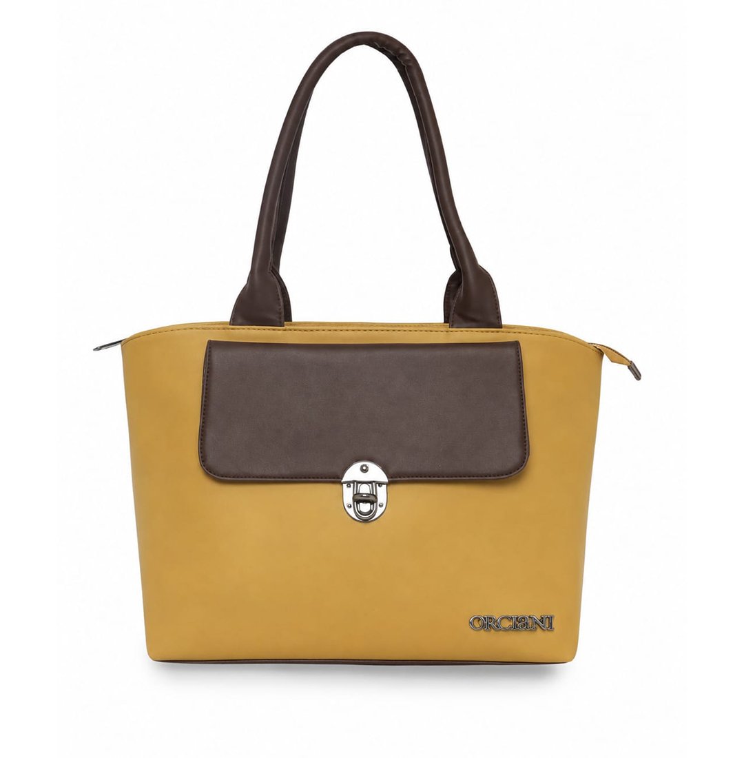 Orciani Structured Handheld Bag with Turn-Lock Closure